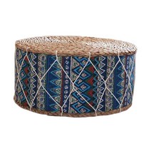 가정 장식을 위한 30cm 이불 바닥 수제 원형 명상 의자 오스만, 밀짚 원단, 보헤미아 블루