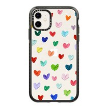CASETiFY 임팩트 케이스 iPhone 11 - Polka Daub Hearts - 클리어 블랙