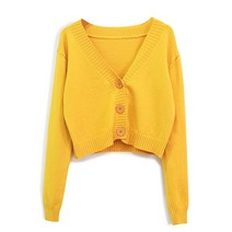 여성용 겨울 방한 오리털 다운점퍼 자켓 따뜻한 부드러운 레트로 느슨한 짧은 v -neck 하이 -웨이스트 솔리드 스웨터 작은 재킷 스프링 긴 소매 스웨터 가디건 여자 탑