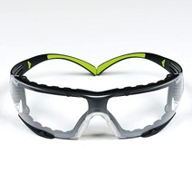 3M 보안경 SecureFit ANSI Z87 먼지 보호 김 서림 방지 긁힘 투명 렌즈 그린/블랙 프레임 유연한 안경다리 탈착식 폼 개스킷, Clear Lens Green/Black Frame _