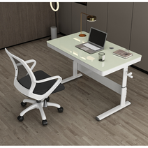 모션데스크 높이조절 컴퓨터책상 집중력 허리 목 예방 키 다리 각도 굿 철재 사무실 PC 게이밍 학생 사무용, 선택08:화이트강화유리(W100)