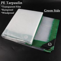 방수포 맞춤형 방수 투명 PE 타포린 아웃도어 정원 가제보 캐노피 Awings 캠핑 텐트 그늘막, 111.Green Side - 1mX5m