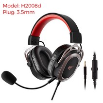 유선헤드셋 Havit h2008d 유선 게임 헤드셋 3.5mm 플러그 50mm 드라이버 서라운드 사운드 hd mic for ps4 ps5 xbox pc 노트북 게이머 헤드폰, 3 5mm 플러그