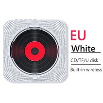 벽걸이 CD 플레이어 블루투스 USB 휴대용 형 서라운드 사운드 음악 오디오 잭 원격, 흰색 EU 플러그