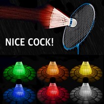 [cbx실버] 아싸라봉 나이스콕 LED 야광 불빛 나이트 셔틀콕 배드민턴 공 6가지 라이트볼, 혼합색상, 6개입
