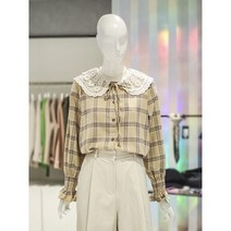 ab.f.z [ab.f.z] 레이스카라 체크 블라우스 (AAW4HB38K)