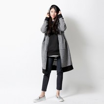탱크걸 헤링본 기모 후드 집업(B 28144) 롱 후드집업
