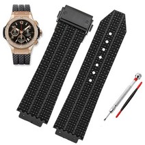 Hublot 위블로 시계 호환 빅뱅 블랙 화이트 25x19mm 실리콘 시계줄 우레탄 스트랩 루버 러버 워치 밴드