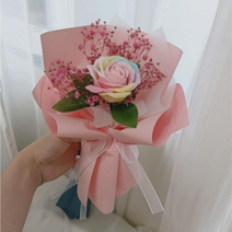 효정Flower 비누 무지개장미 안개꽃다발 레인보우장미 꽃다발 단체꽃다발 졸업꽃다발 장미꽃다발, 파스텔(핑크포장)