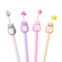 FANSYLI 2021신상 귀여운 고양이 토끼 돼지 햄스터 만화 젤 펜 소녀 심장 학생 펜 귀여운 애완 동물 공원 12f, 햄스터3펜(핑크+회색+노란색)