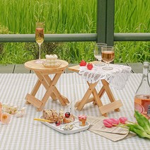 로코코 미니 접이식 나무의자 2type 택1 / 피크닉테이블 캠핑 스툴, 원형