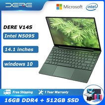 Dere V14S 저렴한 노트북 학생 미니 경량 휴대용 인강 풀 HD, CHINA, Intel N5095, 핑크 12GB 512GB, 16GB