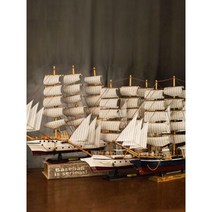 선박 모형 나무범선 목범선 사무실 서재 장식 다이캐스트, 범선24cm검정색과빨간색배경