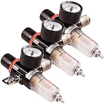 감압변 밸브 에어 레귤레이터 수분 분리기 에어 레귤레이터 에어 필터 에어 툴 압력계 에어 툴 감압 밸브 에어브러시 필터 컴프레서 에어브러시 에어 컴프레서 압력 조절 먼지 제거, 3개 세트