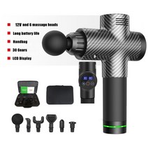 마사지 총high frequency massage gun lcd display 근육 휴식 전기 마사지 휴대용 가방 치료 gun for fitness 0, 협력사, 1028 카본 블랙, 우리 플러그