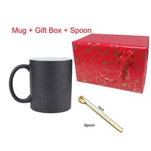 사용자 정의 사진 매직 머그 커피 머그잔 색상 온도 변화 블랙 사진 스팽글 컵 독특한 선물 찻잔, h