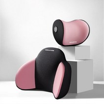 자동차등받이 쿠션 운전석 허리 힙착 등받이쿠 의자 메모리 폼 자동차 머리 받침 목 베개 세척 가능한 허, 04 pink-head pillow