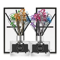 일라토스(교차선택) 플라워 디퓨저 1+1 400ml 프리저브드 실내 인테리어 천연 방향제 선물 디퓨저, 코튼 블라썸 향, 화이트 머스크 향