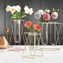 리브리움 투명 유리 꽃 병 화병 레고 디퓨져병 유리꽃 인테리어시약병, 리브리움 프레임꽃병 골드 대
