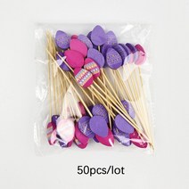 과일포크 디저트 스텐 플라스틱 나무 픽 50/100 개 토끼 일회용 대나무 꼬치 달걀 음식 이쑤시개 과일 포크, 02 50pcs egg