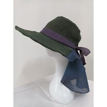 천연염색 자외선 뒷목차단 창 넓은 삼베 모자