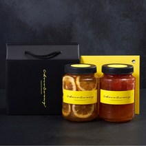 [초코써니 레몬청+유자자몽청] 차 선물세트포장 500g 2병 에이드 카페 수제청 과일청 답례품, ●1kg(레몬청+유자자몽청)세트