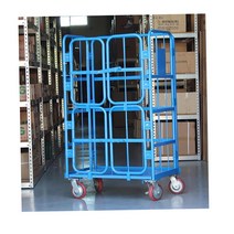 식료품마트 도매시장 하중대차 4양문(중) 축산물시장 롤태이너 운반 대형 밀차 접이식구르마 접이식운반카