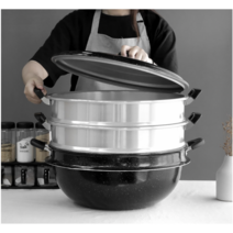 킹크랩찜기 대형찜솥 랍스타 대게 만두 큰냄비 찜통 업소용 3단, 다용도 3단 찜기 36cm, 1개