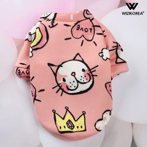 강아지옷 동물 과일 기모티셔츠 가을겨울 네오프랜 WI036DG, 핑크 고양이