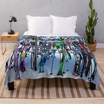 스키 파티-스키와 폴은 담요 헤어 플란넬 패브릭 여행 담요를 던져, [03] 200x150cm(80x60 in)