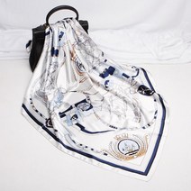 돛단배 프린팅 스카프 롱스카프 사각 가방손잡이스카프 패턴 스카프링 여성 머플러