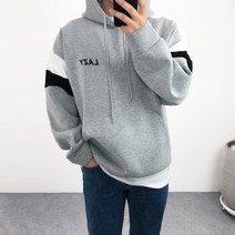엠클로 남자 오버핏 네오프렌 레터링 배색맨투맨 후드티셔츠 남여공용 5컬러 후드티