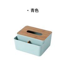 데스크톱 휴지통 심플한 다목적 나무 덮개 휴지통 거실 탁자 방 휴지 수납함 인쇄, 하나, 시안