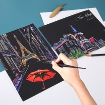 스크래치 나이트뷰 보드 스크래치북 스크래치페이퍼 카드형4매입 D, 카드형(4매입)D_05