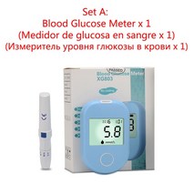 3In 1 Medical Glucometer Set 혈당 측정기 휴대용 모니터 혈액 Suger Test Machine with Strips & Lan, 01 machine