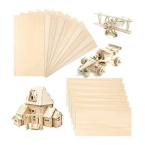 Tiardey 10개 (200 x 100 x 2mm) 발사 우드 시트 얇은 발사우드 시트 미완성 합판 보드 DIY 목재 집 항공기 선박 보트 모델 프로젝트 용