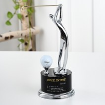 스포츠트로피 싱글 이글 골프트로피 홀인원패 상패, 실버(장식)+원형블랙크리스탈(바디)+화이트(골프공)+실버(받침)
