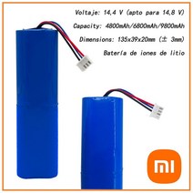 샤오미 로봇청소기 배터리 호환 WooBong 14.4V 샤오미 4800mAh 100% 새로운 로봇 진공 청소기 배터리 팩 De, 03 9800mAh