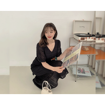 하티아 펀칭 레이스 롱 원피스