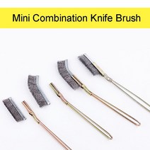 미니 스테인레스 스틸 녹 제거 와이어 브러시 청소 갭 연마 세부 금속 도구 가족 키트 팔꿈치 스트레이트, 02 Straight brush head