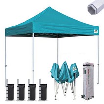 Eurmax 상업용 Ez 팝업 캐노피 10x10 파티오 전망대 파티 무역 박람회 텐트 대피, Turquoise, Canopy Kit