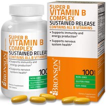 브론슨 복합 비타민B 콤플렉스 100정 Bronson Super B Vitamin B Complex (미국배송)
