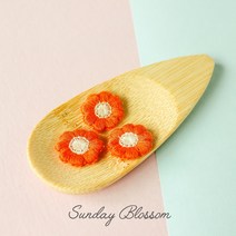 [5개 1세트] 18mm 빈티지 플라워 꽃자수 아플리케 의류패치 와펜 머리핀만들기 5컬러, 01. 오렌지 5개
