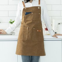 할메이드 바리스타 데님 카페 공장 공방 화방 방수 앞치마, 브라운, 1개