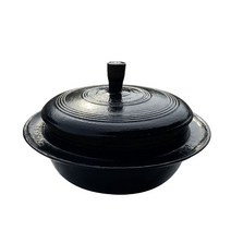 전통방식 통주물 세라믹 미니 가마솥 뚝배기, 블랙, 통주물 세라믹 가마솥 22cm