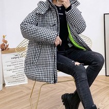 하운드체크무늬 도톰한 루즈핏 오리털 다운 패딩점퍼 PX30148