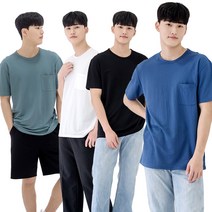 우일 남성 아이스 인견 무지 라운드넥 반팔 티셔츠