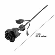 NOVECRAFTO 수제 단조 철 장미 - 매트 블랙 100% 철 꽃 - 그녀를.. 정품보장, Black Rose