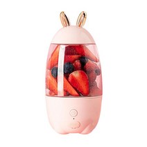 버티컬믹서 반죽기 스탠드 믹서기귀여운 토끼 모양 휴대용 USB 충전식 과일 블렌더 330ml 미니 사이즈 여, 02 Pink