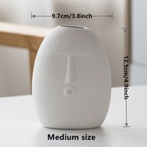 오브제화병 라탄 도자기꽃병 INS 북유럽 장식 소박한 홈 얼굴 모양 세라믹 꽃병 장식 모던 룸 가정용119492, Medium size 4